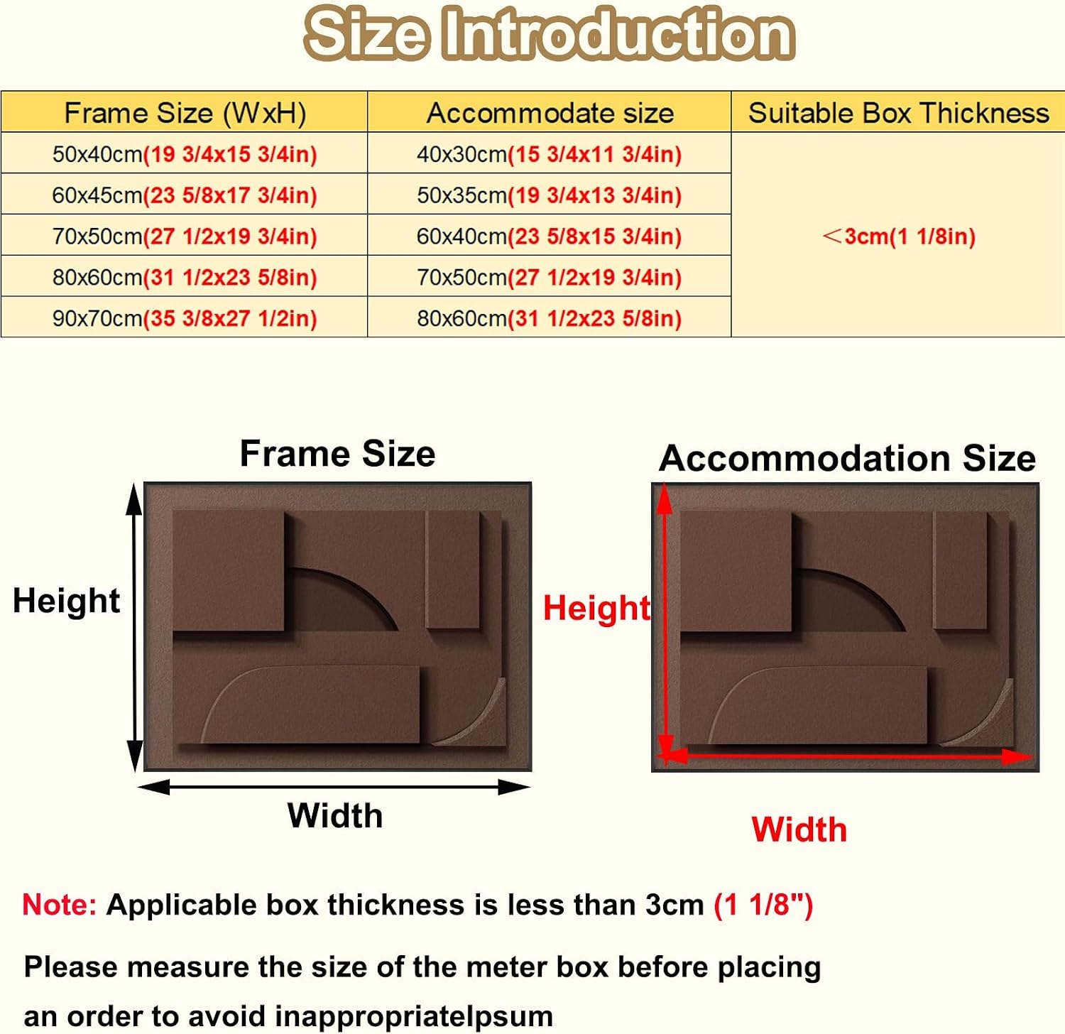 Art Tan Breaker Box Cover with Screws, Decorative Electrical Panel Cover Horizontal, Metal Frame Electricity Meter Box Cover for Laundry Room(Deep Coffee,60x45cm(23 5/8x17 3/4in))