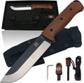 Holtzman's Gorilla Survival Bushwhacker Fixed Blade Knife with Fire Starter, G10 Scraper, and Paracord (Brown) - Ideal for Camping and Survival