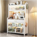 Tall Black Kitchen Bakers Rack with Adjustable Shelf Drawer and 5 Tier Storage Multifunctional Microwave Stand Buffet Coffee Bar Cabinet Pantry Storage Organizer