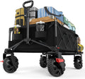 TIMBER RIDGE 600L Beast Wagon 26' W Extra Wide All Terrain Folding w/Big Wheels, Cargo Net & Tailgate, 400lbs Heavy Duty Portable Cart 54.5' L Large Collapsible Wagons for Camping, Sports, Dogs, Black