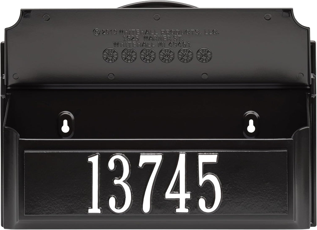 Whitehall Colonial Mailbox with House Numbers, with Personalized Address Plaque and Monogram, Wall Mount Mailbox for Outside