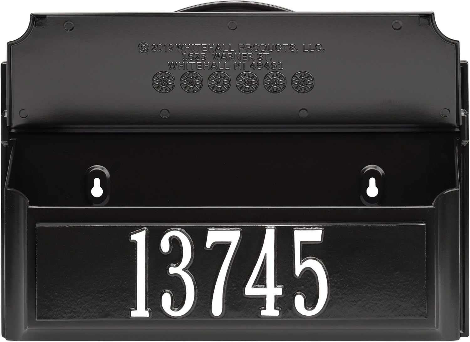 Whitehall Colonial Mailbox with House Numbers, with Personalized Address Plaque and Monogram, Wall Mount Mailbox for Outside