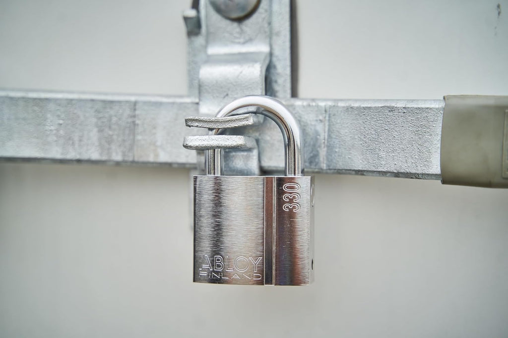ENFORCER ABLOY 330-25 Heavy-Duty Disc Detainer Padlock - 1' (25mm) Shackle Clearance, 5/16' (8mm) Boron Steel Shackle, 2.24' (57mm) Wide Brass Body - for Trucking, Rail, Containers