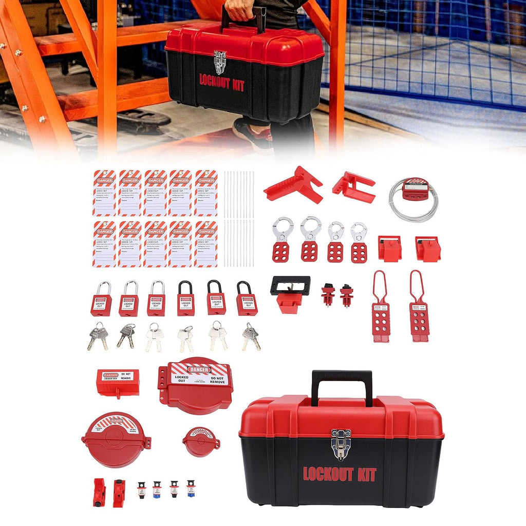 Generic Lockout Tagout Kit Electrical Loto, Clamp On Circuit Breaker Lockout, Hasps, Loto, Safety Padlocks, Plug Lock, Ball Valve, Tool Box, for Electrical, Industrial