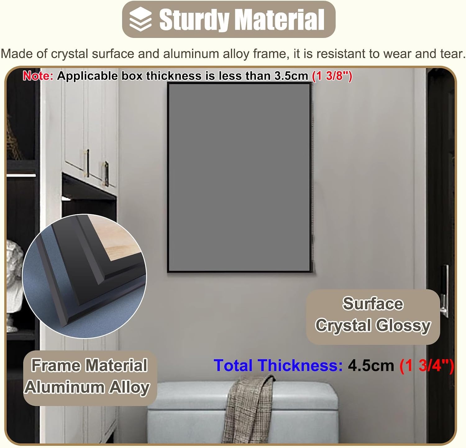 Vertical Meter Box Cover for Breaker Panel, 30x40cm / 12x16inch Electrical Panel Cover for Wall Decoration, Indoor Fuse Box Plate for Replacement(Light Brown,40x50cm(15.8x19.7))