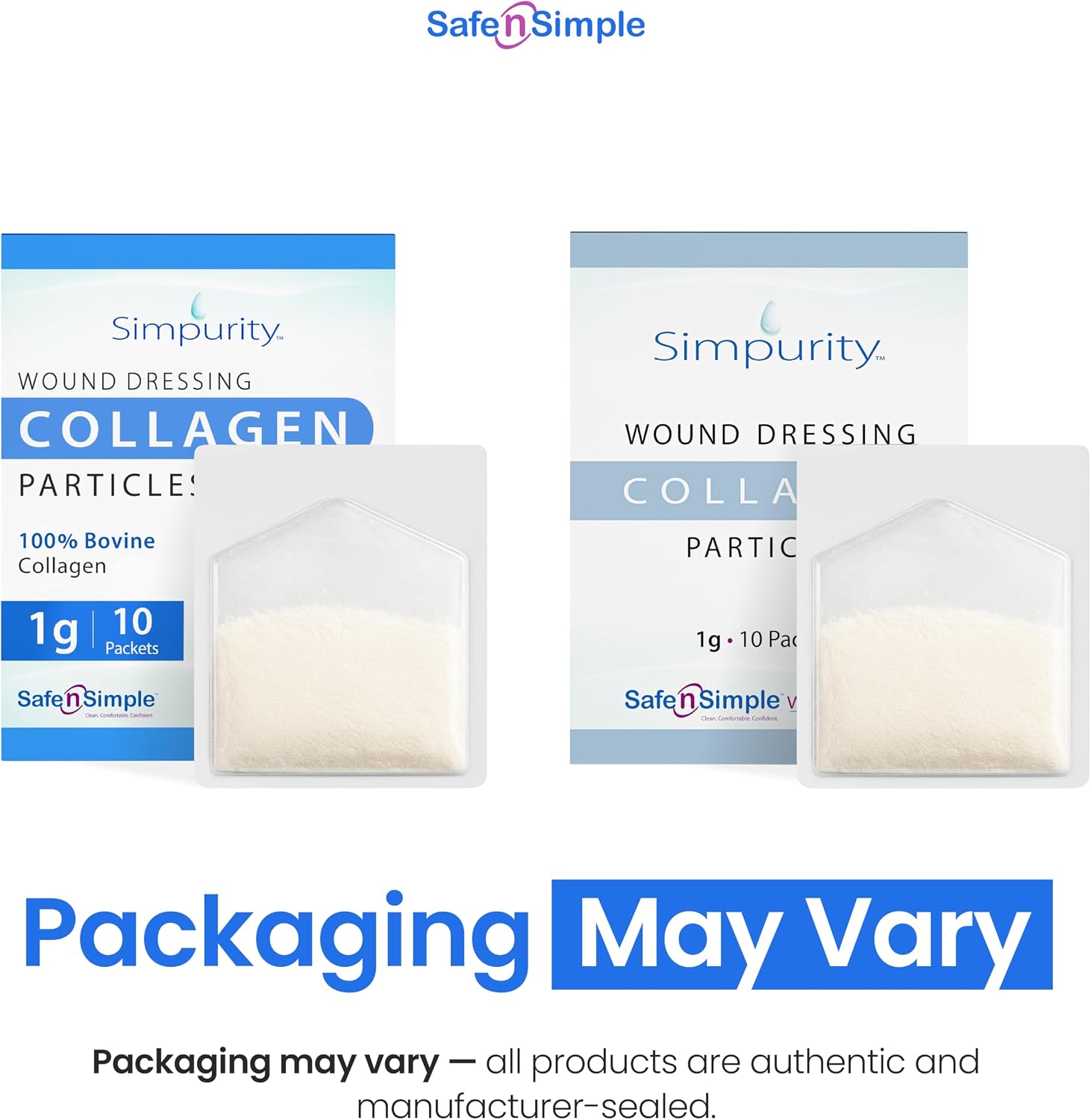 Collagen Dressing Powder for Wounds - 1g Packets - 10 Count - Medical Grade Bovine Collagen Powder Dressing for Wound Care, Non-Adherent Collagen Wound Dressing Supplies