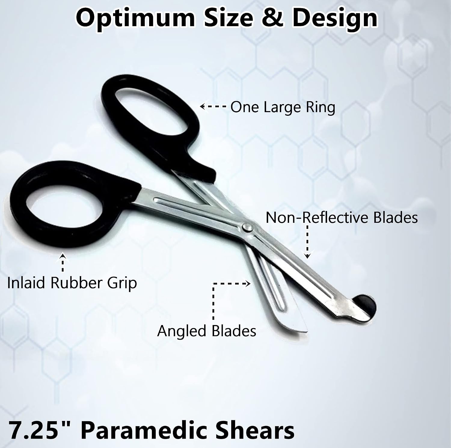 Set of 250 Trauma Shears Medical Supplies 7.25' for Paramedics Made of Stainless Steel Nurse Bandage Scissors Comes with Deep Serrations for Cutting Gauze, Tape, Clothing, Bandages, Straps - BLACK