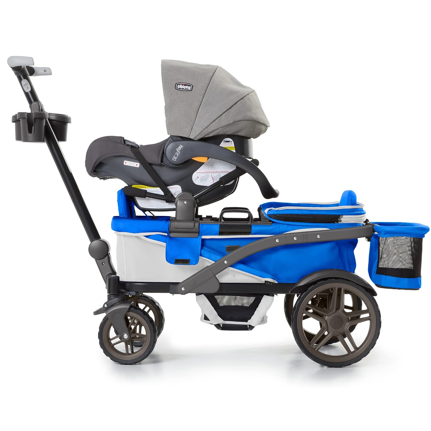 Gladly Family Anthem2 2-Seat All-Terrain Wagon Stroller with Easy Push and Pull, Removable XL Canopies, and Sturdy, Safe Folding for Storage and Transport, Electric Silver