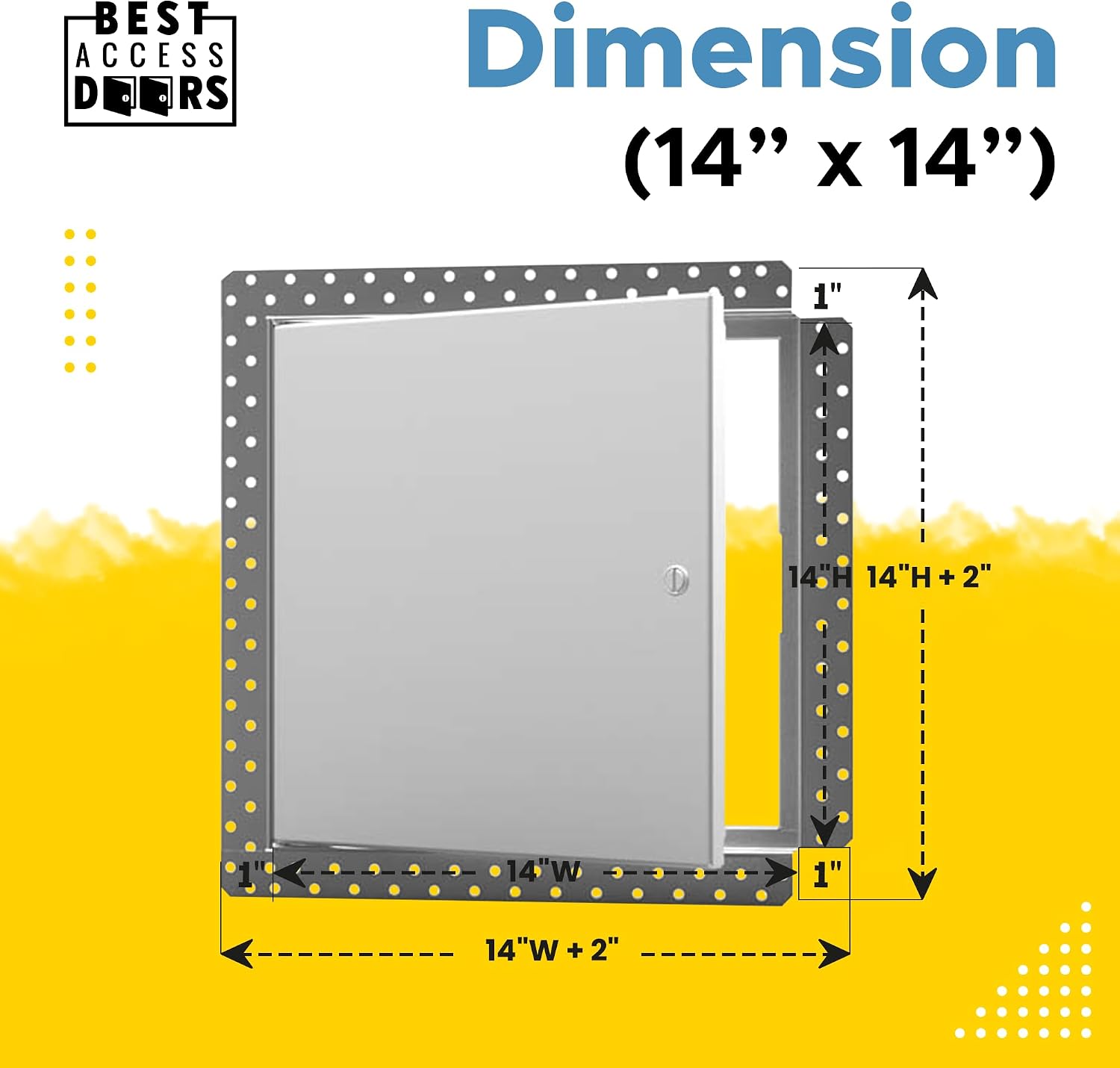 Best 14' x 14' Flush Metal Access Panel with Bead Flange, 20-Gauge Steel Access Door with Concealed Hinges, Drywall Panel for Ceilings & Walls, Screwdriver Cam Latch, White Polyester Coat, BA-DW-5040