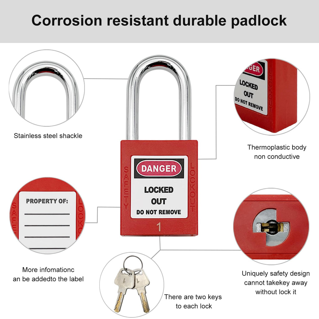 SAFBY 3-in-1 Lockout Tagout (Loto) Kit–Complete OSHA Safety Group Lock Out Hasps, Tag Out Clamp-On Circuit Breaker Lockout for Universal Multi- Pole Breaker Electrical Kits Station (3 Kits in 1)