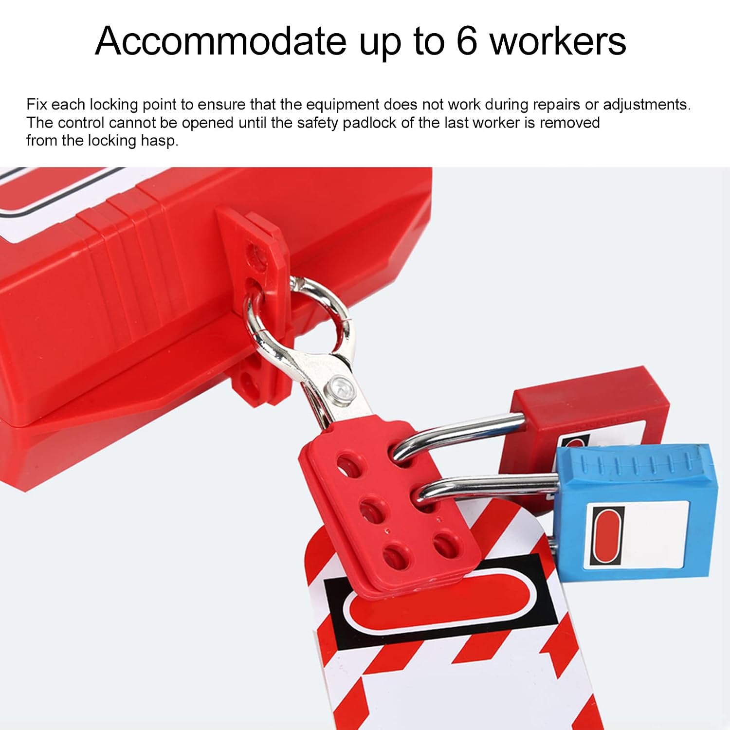 Lockout Tagout Safety Hasp, 20Pcs 1.0in Sturdy Nylon PA and Aluminum Padlock with Extended Jaw, 6 Holes Red Loto for Industry Electric Power Coal Mine