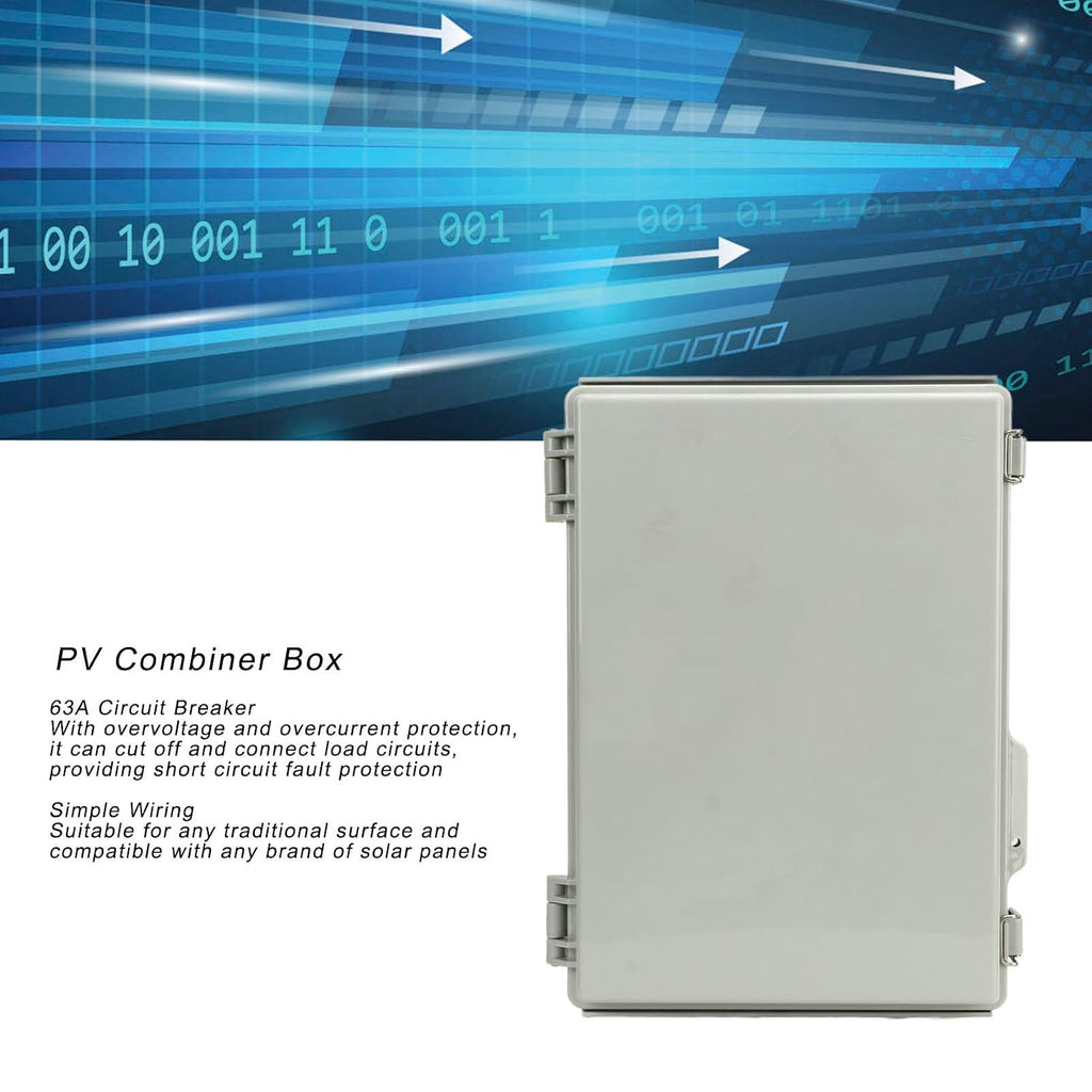 Solar PV Combiner Box, 4-String to 2-Output, DC 1000V, IP65 Waterproof, Wall Mounted System with DC Isolation Switch, for Solar Panel Installation