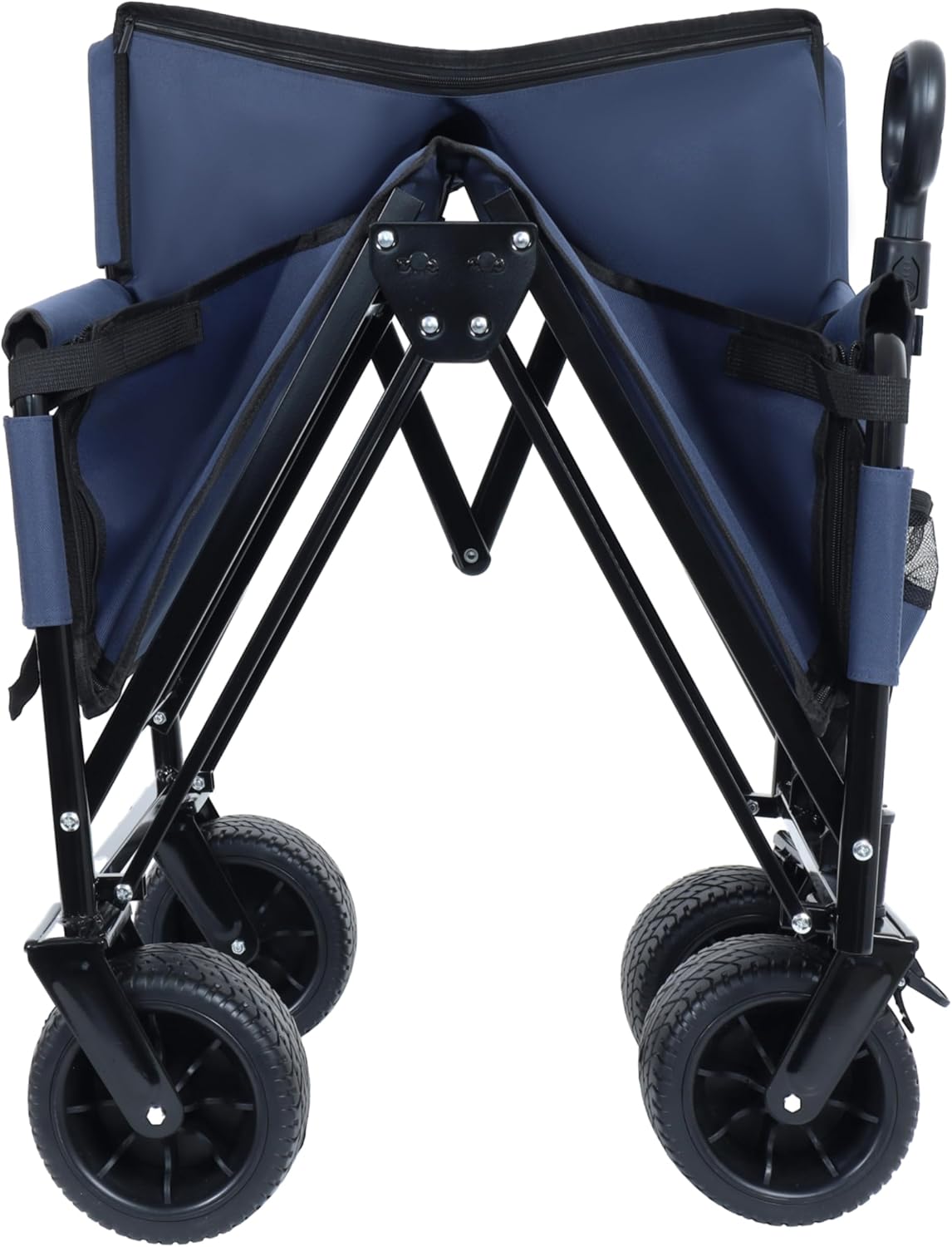 Heavy-Duty Folding Wagon Cart 3-in-1 Convertible All-Terrain Wagon with Bench Seat & Storage - 180L/500lbs Capacity Utility Wagon All-Terrain Wheels for Camping,Beach,Sports,Garden (Dark Blue)