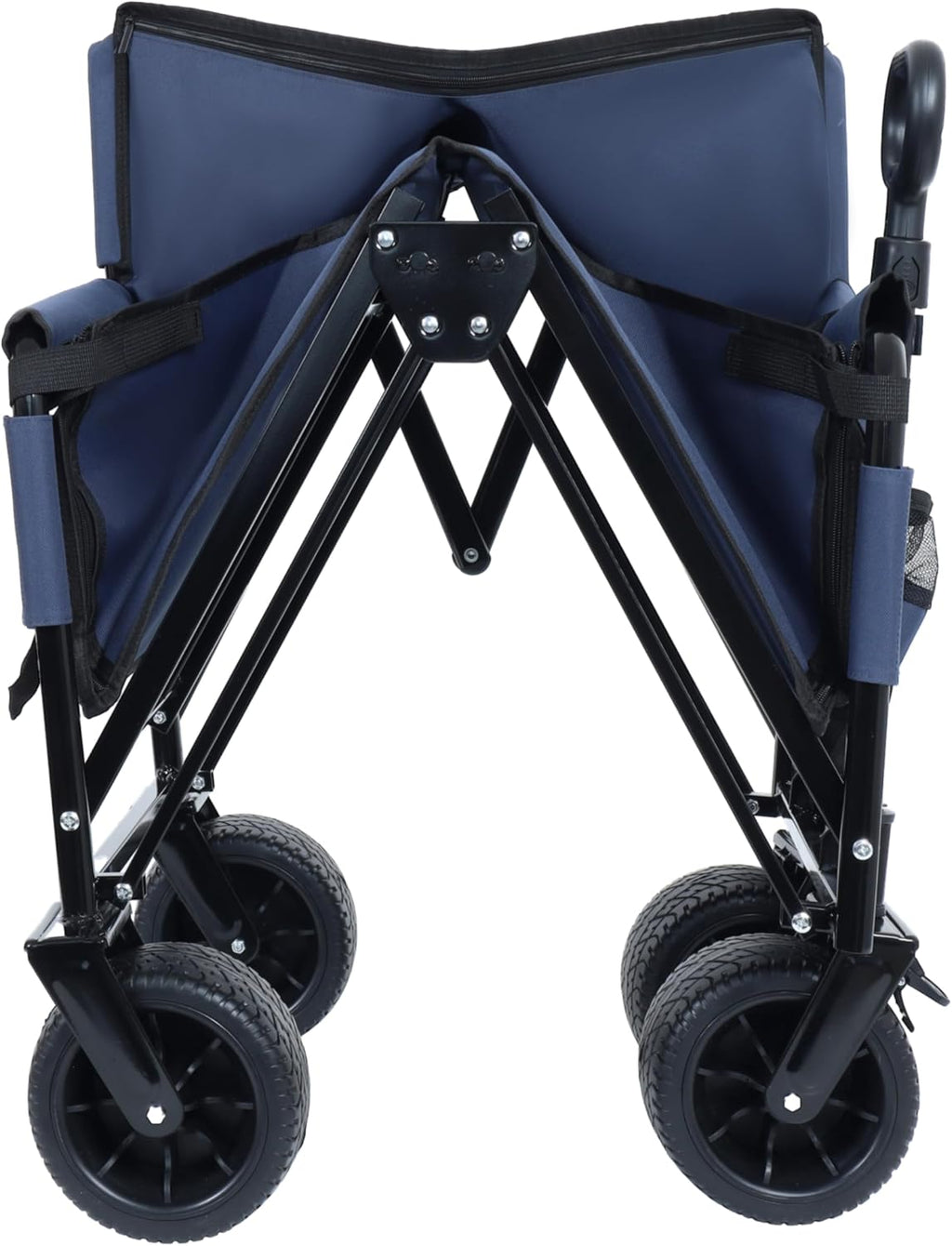 3-in-1 Convertible Folding Wagon Cart with Bench Seat & Storage, 500lb Capacity Heavy-Duty Utility Cart, 180L All-Terrain Wagon for Camping, Beach, Garden (Dark Blue)