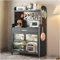 Black,147.5×70cm/58×27.5in, Bakers Rack for Kitchens 5 Tier Microwave Stand with Adjustable Shelf, Coffee Bar Cabinet with Double Doors and Drawer, Kitchen Utility Storage Shelf