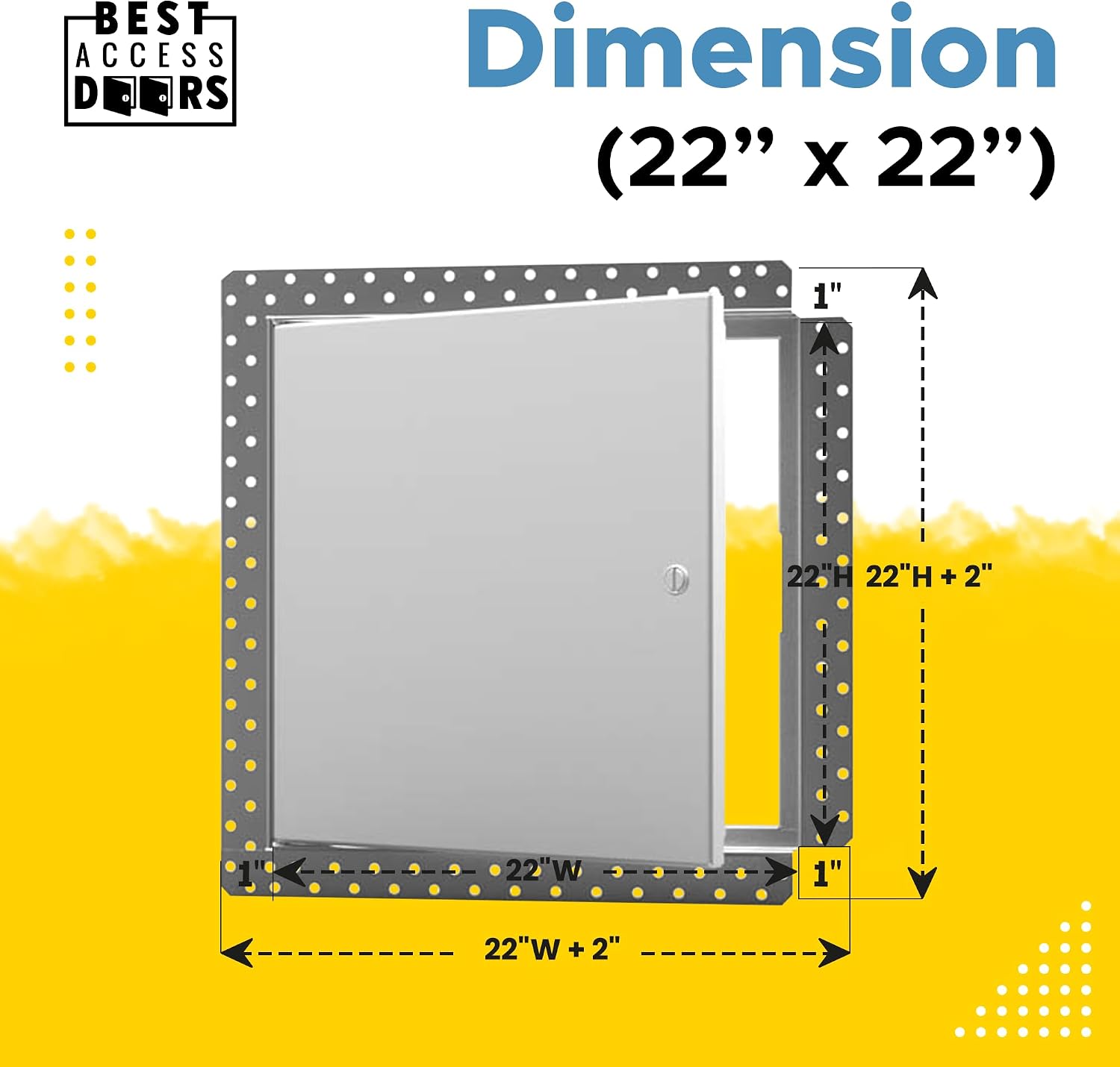 Best 22' x 22' Flush Metal Access Panel with Bead Flange, 20-Gauge Steel Access Door with Concealed Hinges, Drywall Panel for Ceilings & Walls, Screwdriver Cam Latch, White Polyester Coat, BA-DW-5040