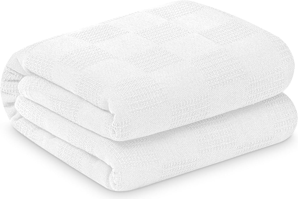 Linteum Textile Supply Institutional Snag-Free 66x90 Hospital Blanket—Durable, Lightweight & Compressed—Ideal for Healthcare Facilities, Nursing Homes & Shelters, 12 Pack (White)