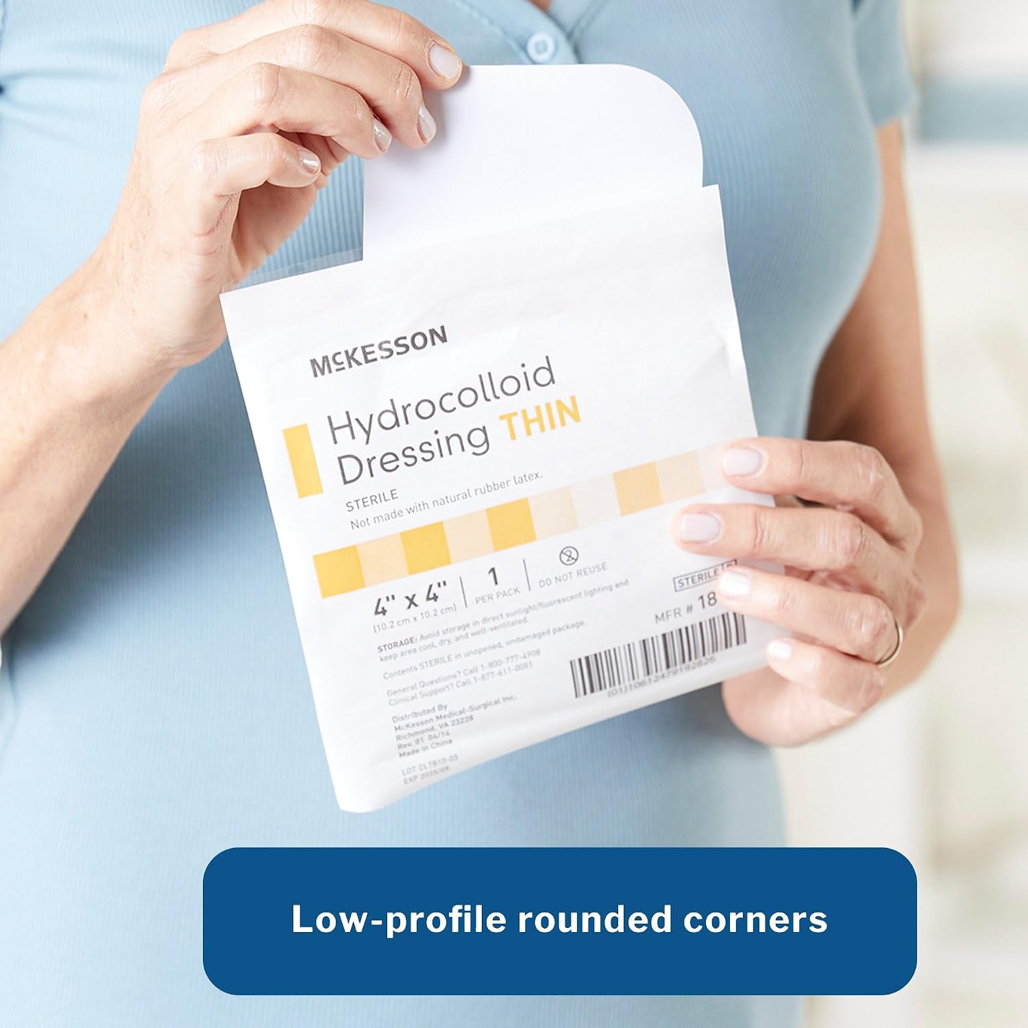 McKesson Hydrocolloid Dressing, Sterile, Thin (20 Boxes, 200 Dressings Total) - Self-Adhesive Sterile Bandage, Waterproof Patch for Bed Sore, Mild Burn, Blister, Acne Care - 4 in x 4 in