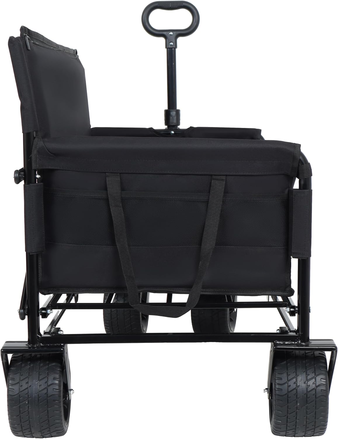 3-in-1 Folding Wagon Cart: Heavy-Duty Utility Wagon with Bench Seat & Storage - 500lbs Capacity All-Terrain Wheels for Family Outdoor Activities & Park Picnics