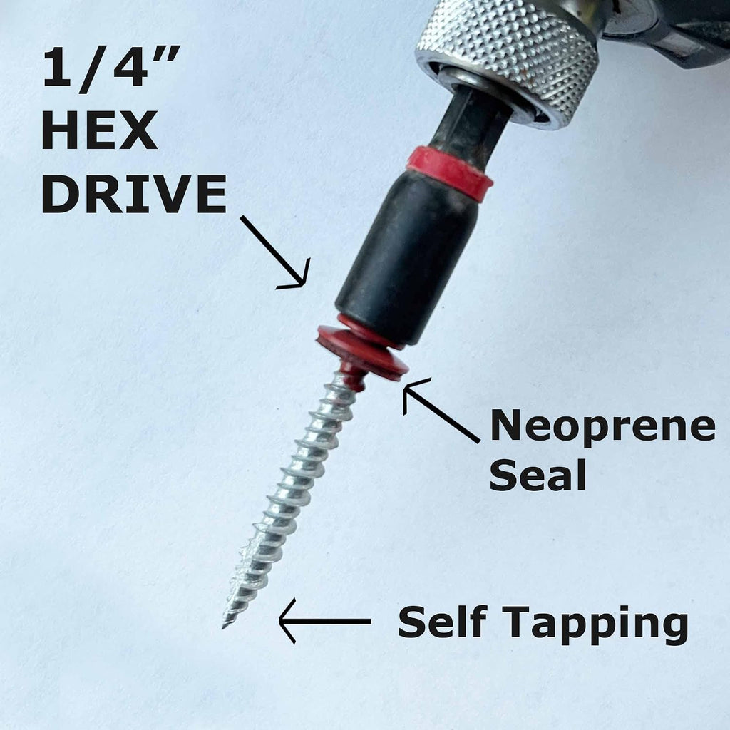 Metal Roofing Screws - #10 x 1.5' – Self Tapping ¼' Hex Head with EPDM Rubber Washer – for Metal to Wood, Corrugated Roofing, Siding, Sheds, Pancake Screw - Hex Drive Easy Install - Brown (2500)