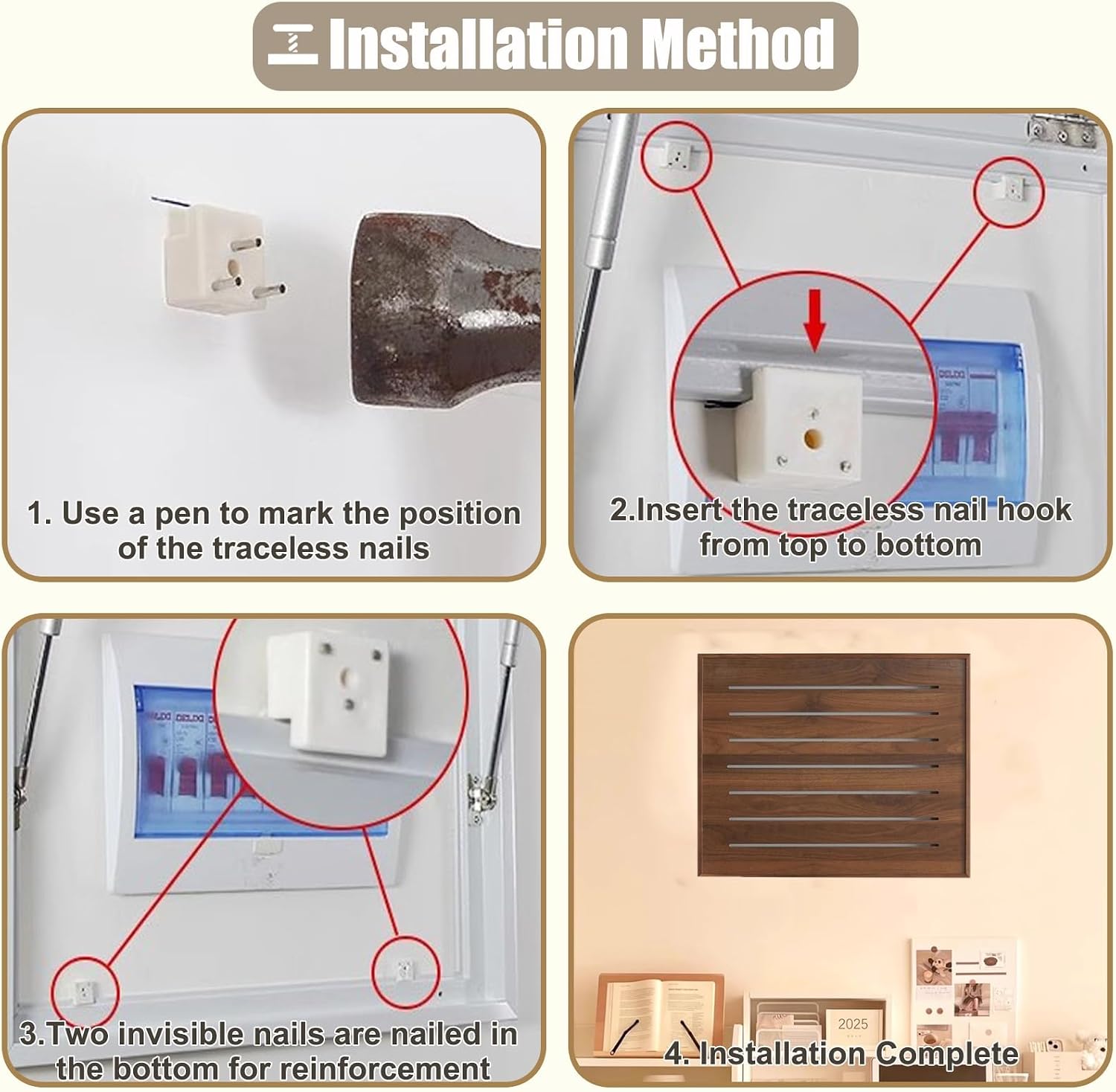 Wooden Fuse Box Cover Hollow Design, Sliding Electricity Meter Box Cover Farmhouse Indoor Decor, Circuit Breaker Panel for Junction Box Replacement(Natural,45x35cm(17 3/4x13 3/4'))