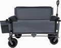 3-in-1 Heavy-Duty Folding Wagon Cart with Bench Seat & Storage - 500lbs Capacity, All-Terrain 360° Wheels, Ice Pack Included - Perfect for Camping, Beach, Sports, Garden & Outdoor Events (Gray)