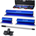 KEZERS Drywall Skimming Blade Set-12',22' & 32' Skimming Blades + 35'-81' Extension Handle Pole, Stainless Steel Construction Knife,Smoothing Drywall Knife,Extruded Aluminum,High Impact End Caps