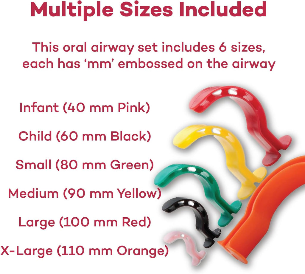 Dealmed Berman Airway Kit – Disposable Oral Airway Kit, 6 Pieces, Ideal for EMT Supplies Kit, First Aid Kit, Medical Supplies Kit (Case of 40)