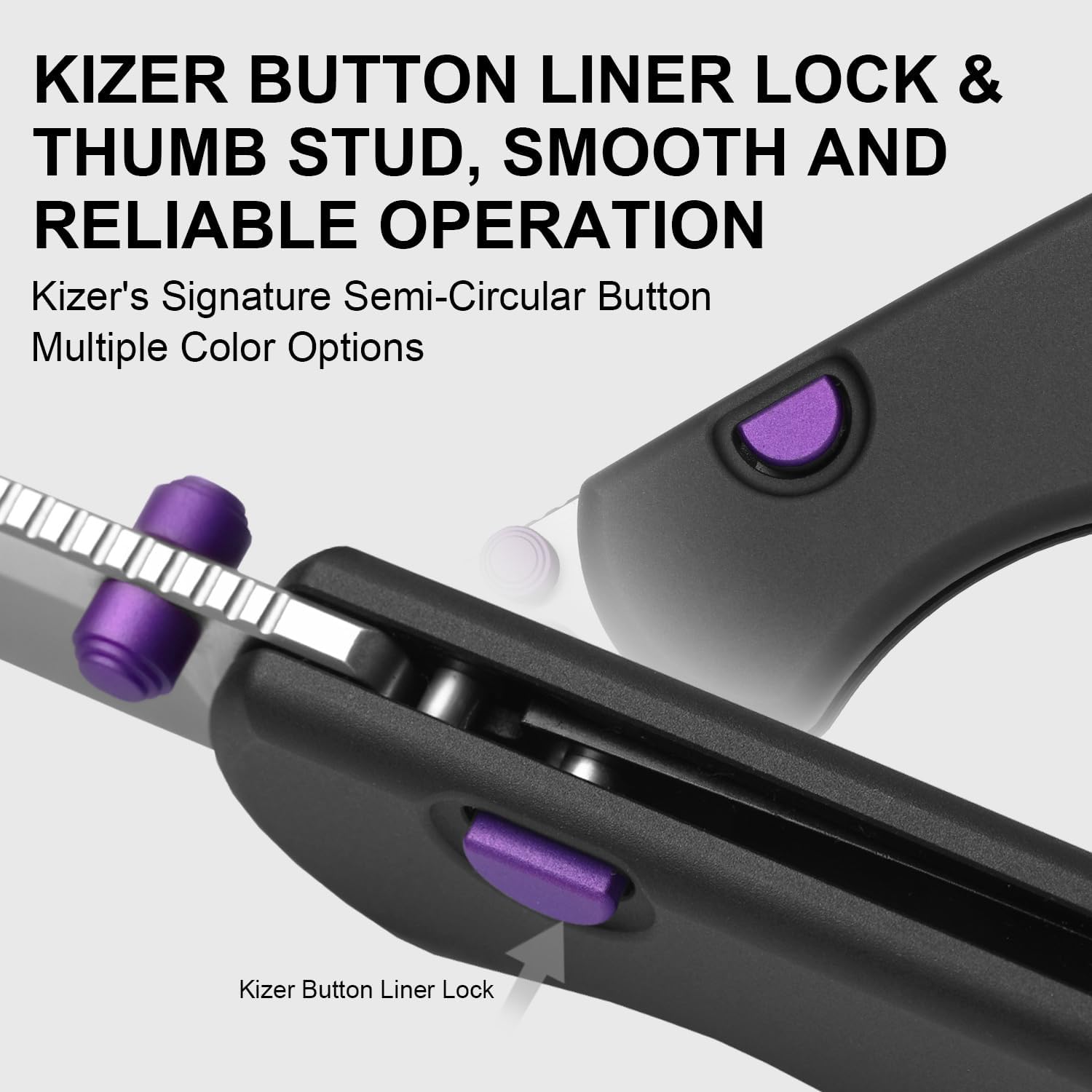 Kizer Drop Bear Zero Pocket Knife, 3.1' Drop Point Elmax Blade Folding Knife with Black Aluminum Handle, Thumb Stud & Button Liner Lock EDC Knives for Camping Hunting Survival Ki3619BDA3