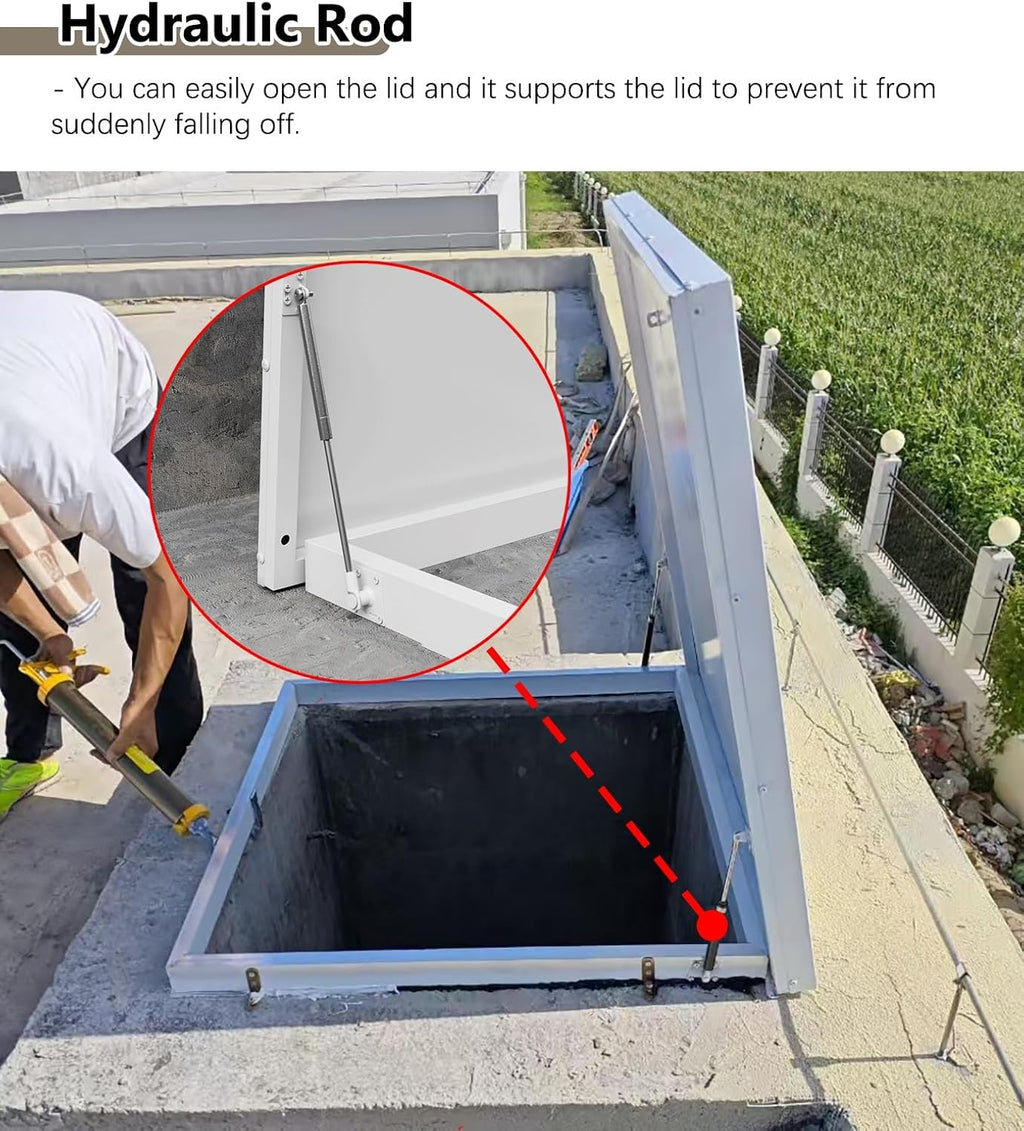 Roof Hatch Flat Roof Security Door with Hasp Latch, Ceiling Hatch Lid with Installation Accessories, Heavy Duty Manhole/Cellars Exit Cover for Repairs(45x45cm-17.7x17.7)