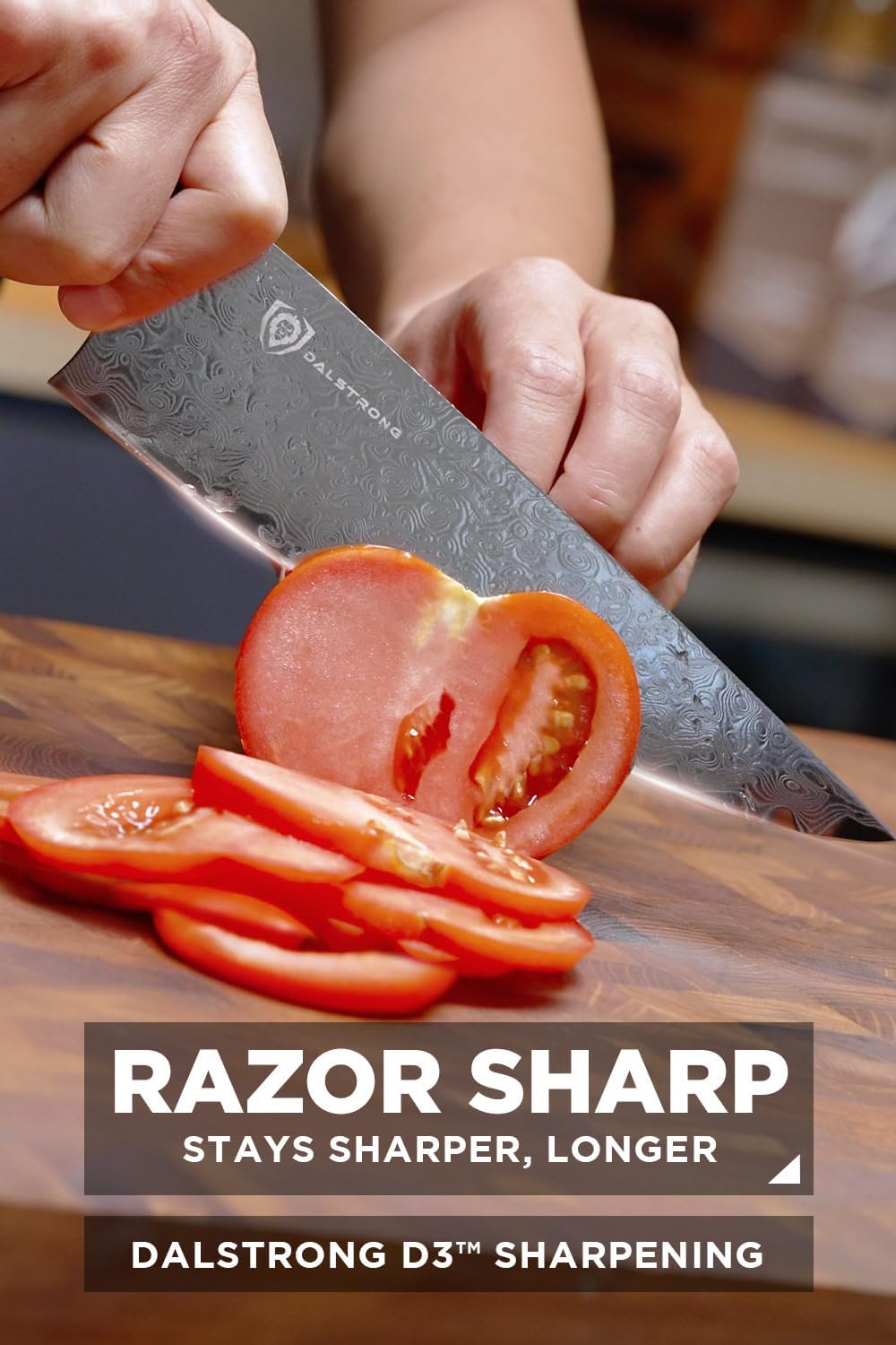 Dalstrong Chef Knife Professional- 8'-Scorpion Series - Venom Edition - Japanese Steel Chef Knife - Spiral Sandstorm Blade Pattern - Black Honeycomb Resin Handle - w/Chef Knife Leather Sheath