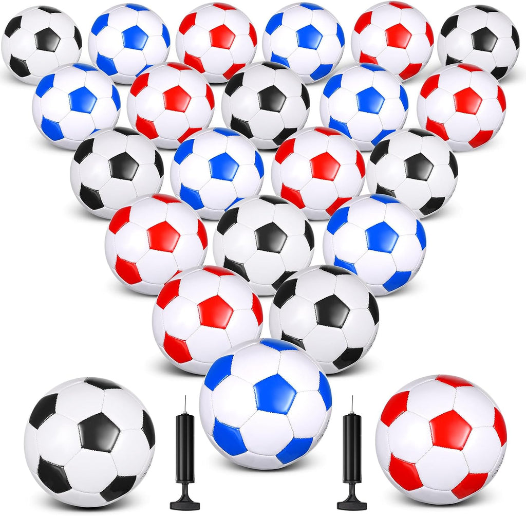 Jenaai 24 Pcs Deflated Soccer Balls with Pump Bulk Official Size Soccer Ball for Teen Adult Kid Indoor Outdoor Outside Sport Training Party Gift Christian Charity Donation Youth Gift