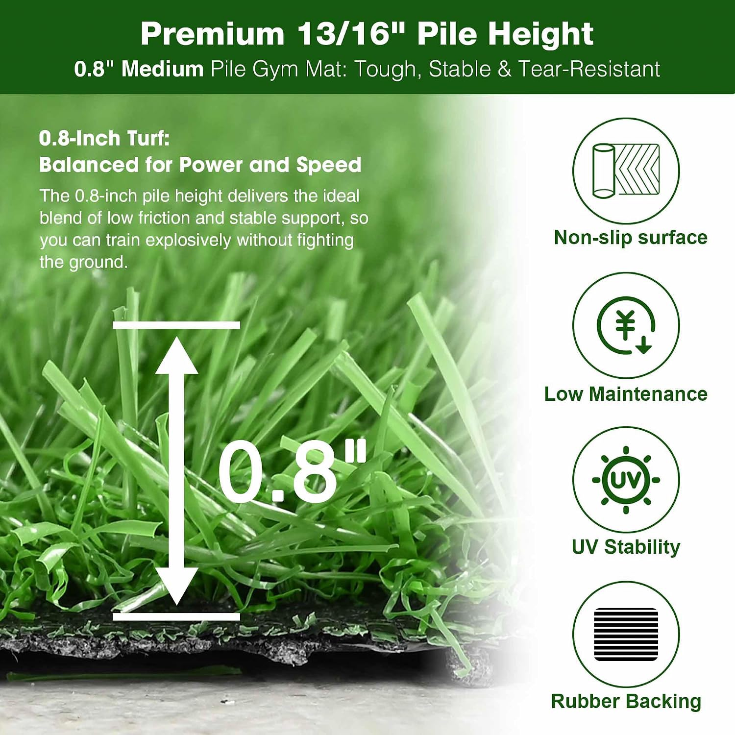 Yescom 200 Sq.Ft Gym Turf for Sled 0.8' H Artificial Grass Rug Exercise Mat Outdoor Indoor Weight Sled Push Pull Sport Training Flooring, 50'x4'