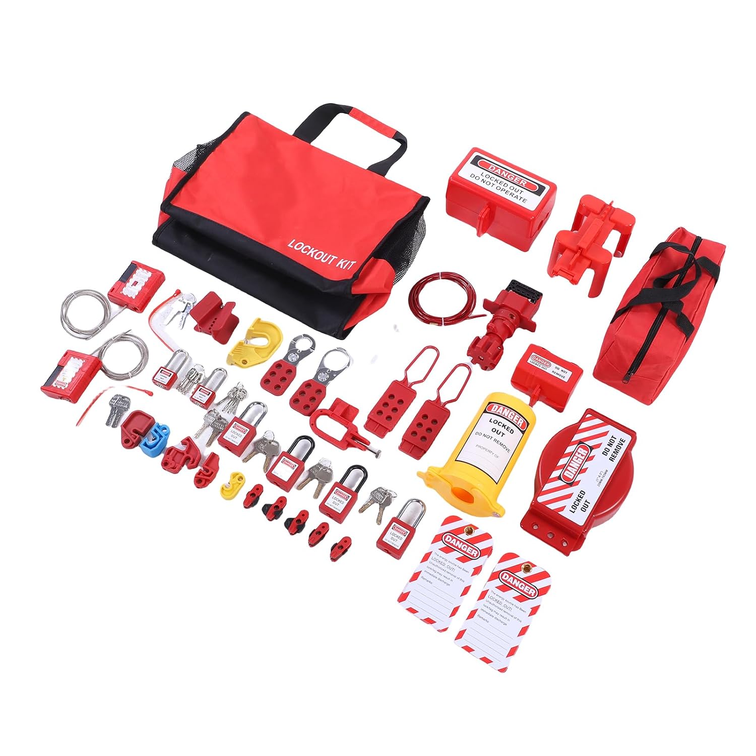 Generic Lockout Tagout Kits, Portable Electrical Safety Loto Kit Includes Circuit Breaker Lockout, Hasps, Tag, Pocket Bag, for Industrial Mechanical
