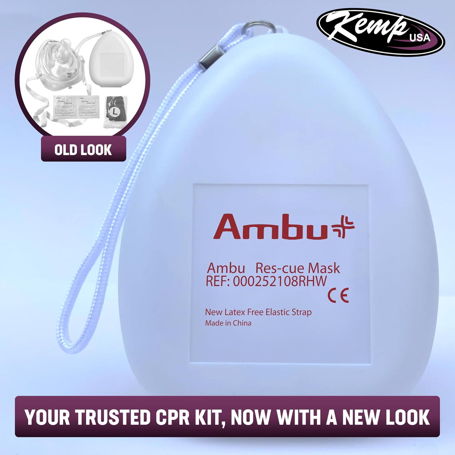 Kemp USA Ambu CPR Mask Kit 80 Set Adult & Child Silicone Resuscitation Mask Hard Case O2 Inlet Pocket Resuscitator Gloves Wipes First Aid Emergency Medical Supply Equipment