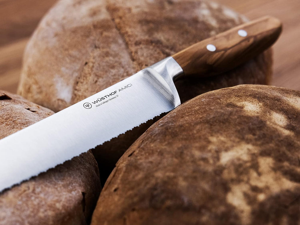 Wüsthof AMICI 9' Double Serrated Bread Knife, Tan