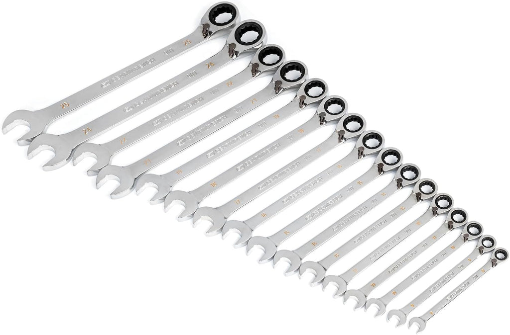 GEARWRENCH 16 Piece 90-Tooth 12 Point Metric Reversible Ratcheting Wrench Set | 86629