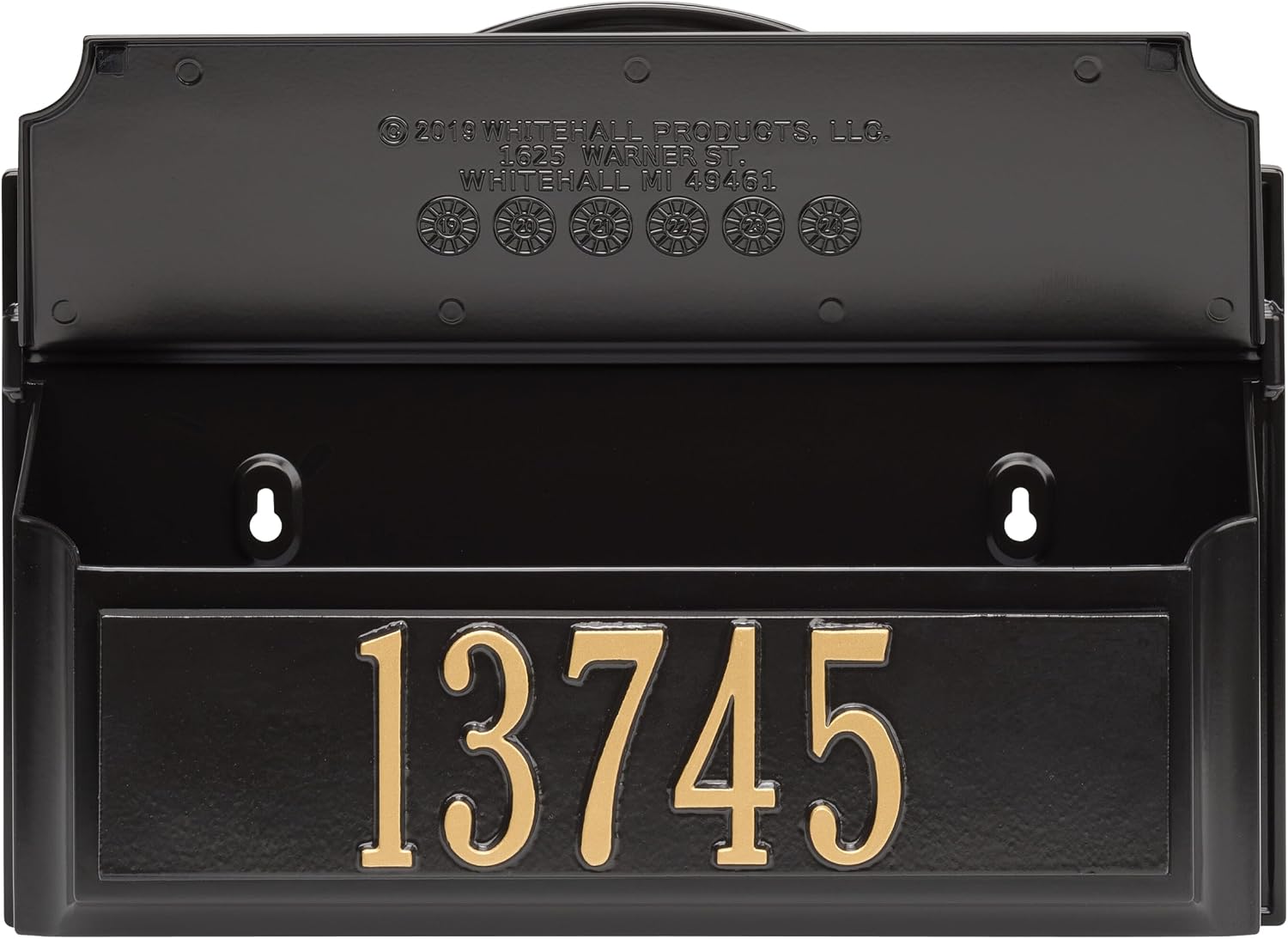 Whitehall Colonial Mailbox with House Numbers, with Personalized Address Plaque and Monogram, Wall Mount Mailbox for Outsid