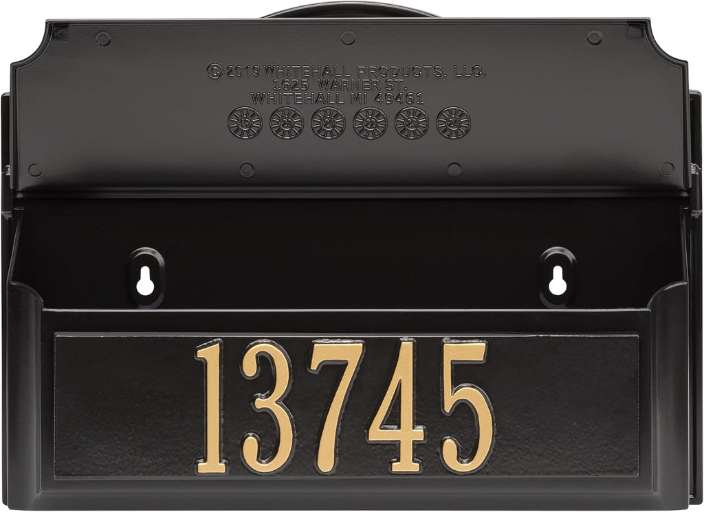 Whitehall Colonial Mailbox with House Numbers, with Personalized Address Plaque, Wall Mount Mailbox for Outside