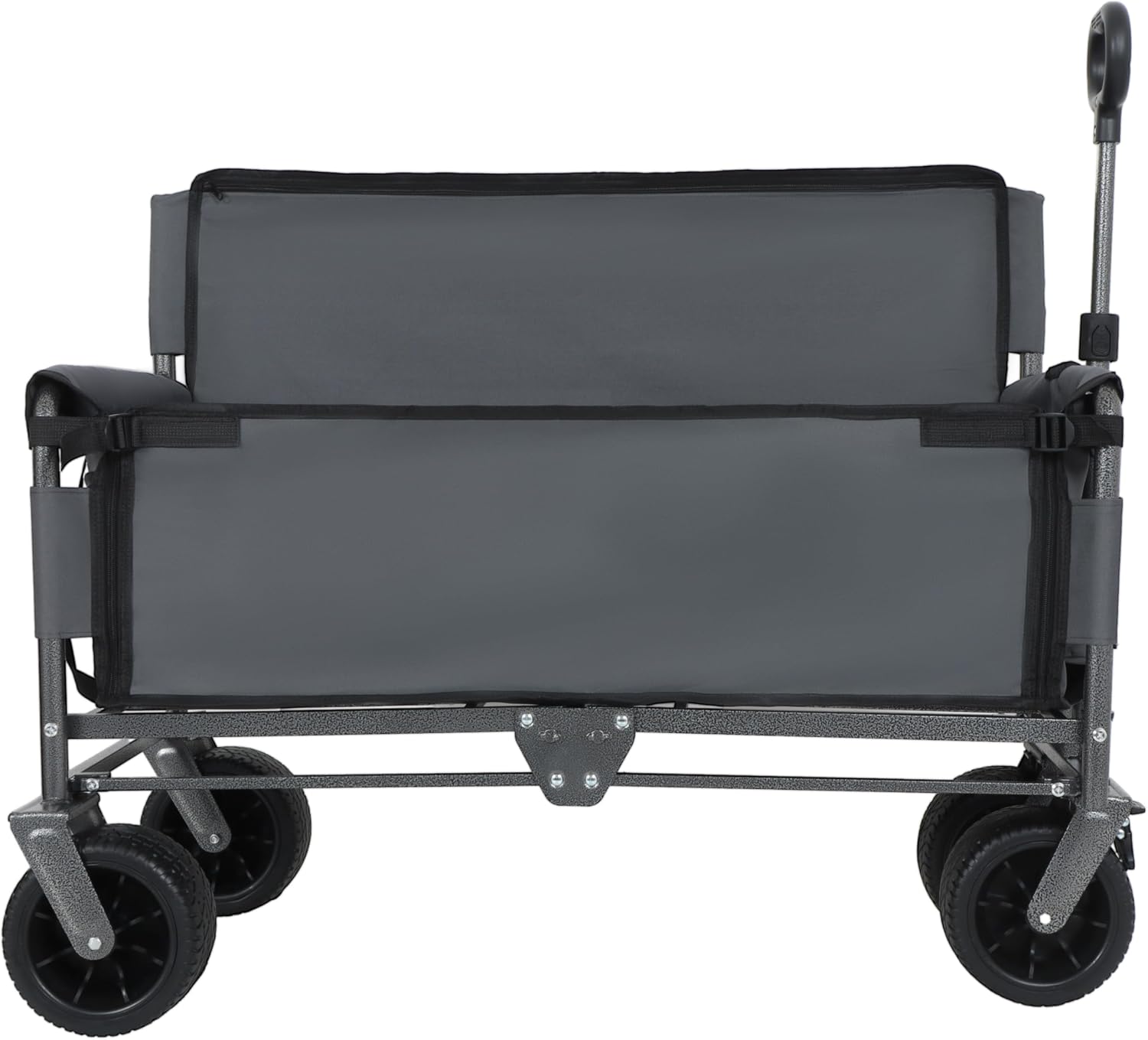 3 in 1 Convertible Folding Wagon Cart with Bench Seat Storage 500lbs Heavy Duty Utility Wagon, 180L Capacity All Terrain Wheels for Camping, Beach, Sports, Garden, Gray