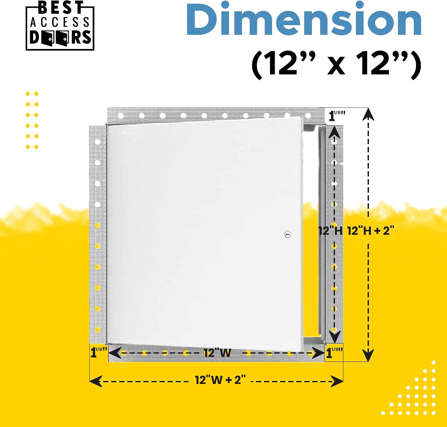 Best 12' x 12' Universal Metal Access Panel with Bead Flange, 16-Gauge Steel Access Door with Hidden Hinge, LEED Compliant Access Panel for Non-Rated Drywall/Ceilings, Screwdriver Latch, BA-UAP-DF