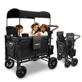 WonderFold W4 Luxe Stroller Wagon - Collapsible Stroller Wagon with Steel Frame - Adjustable Canopy & Push Handle - XL All-Terrain Wheels - for Babies, Toddlers & Kids - 4 Seater - Black