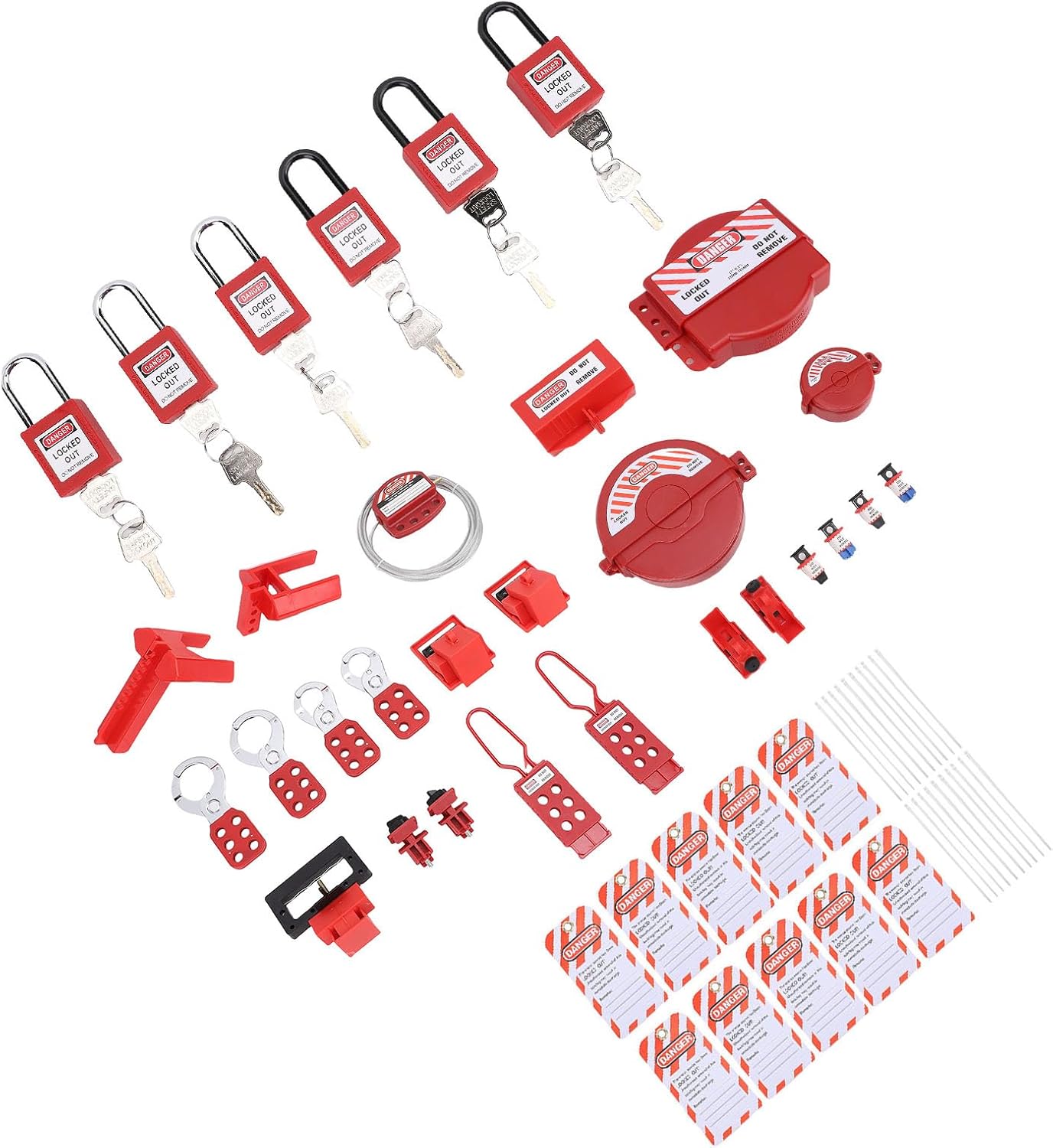 Yinhing Lockout Tagout Kit Electrical Loto, Clamp On Circuit Breaker Lockout Group Hasps Safety Padlocks Set with Tool Box for Industry