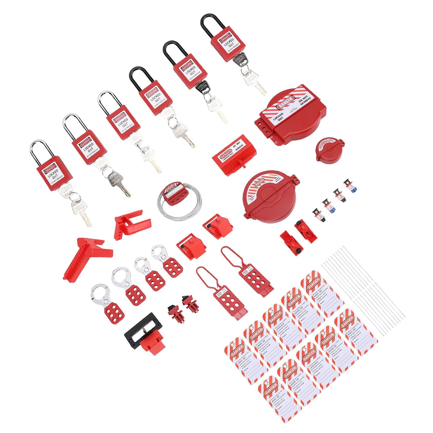 Lockout Tagout Kit Electrical Loto, Clamp On Circuit Breaker Lockout, Group Hasps, Tag, Safety Padlocks, Nylon Ties with Tool Box, Electrical Kit