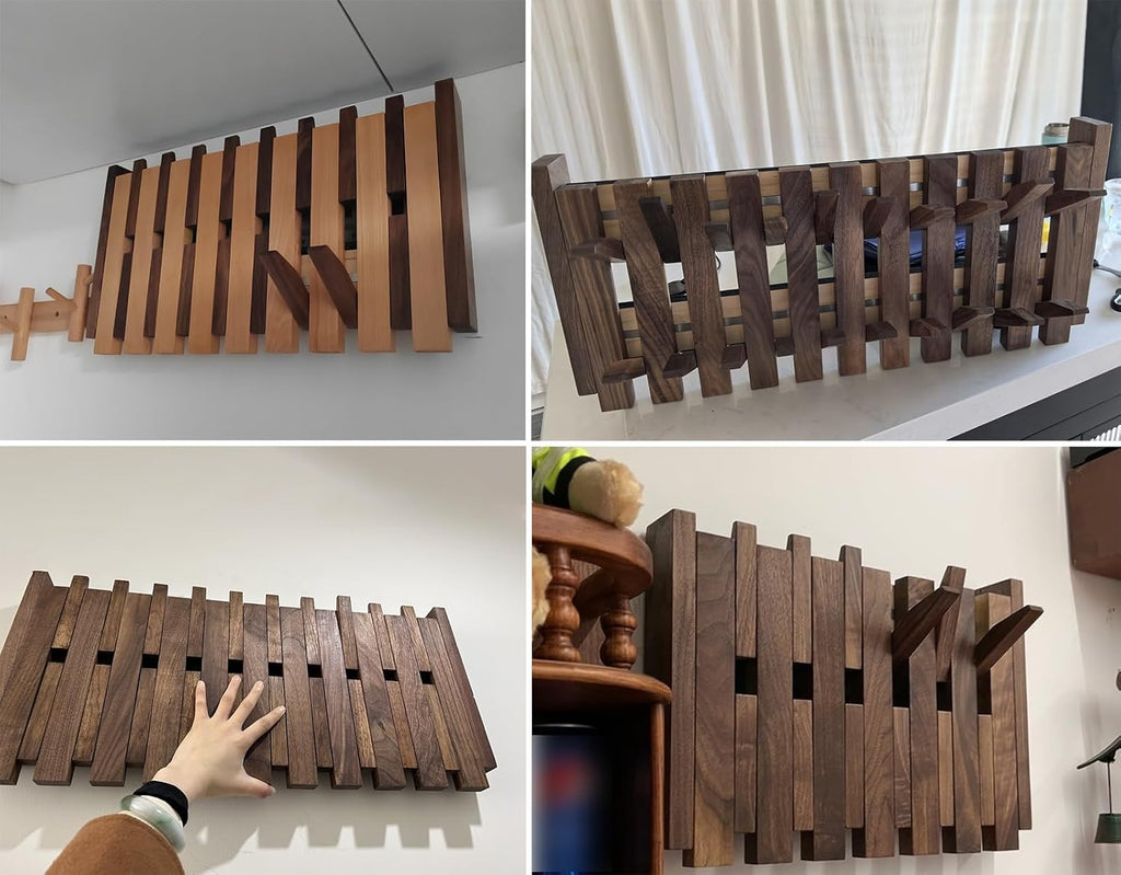 Electrical Panel Cover Wooden Fuse Box Cover Like Piano Key, Breaker Panel Cover for Hide Ugly Electrical Panels Cover, Creative Meter Box Cover Used as a Coat Rack(Multi-Colored,8 Hooks)