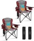 KingCamp Oversized Camping Chair with Adjustable Lumbar Support, 550lbs Heavy Duty Padded Folding Lawn Chair for Adults, Outdoor Armchair with Cooler Bag, Cup Holder & Side Pocket for Fishing, Travel