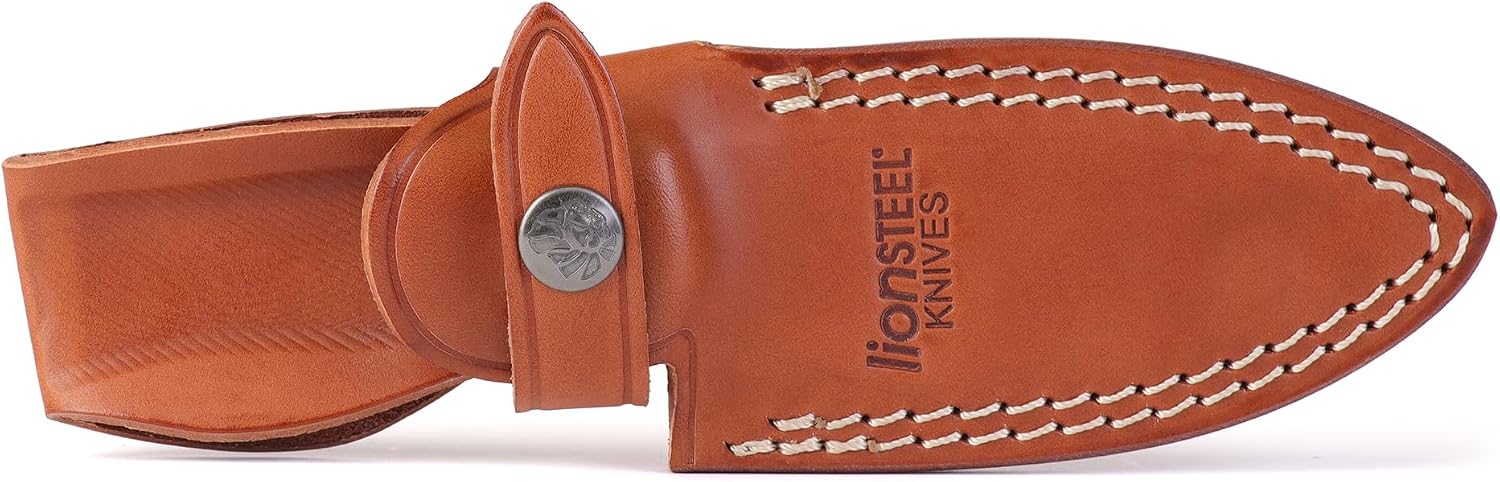 LionSTEEL M4 Fixed Blade FatCarbon Glow in the Dark Carbon Fiber Handle Scales, Full Extended Tang Construction, M390 Steel Blade, Triple Stitched Leather Sheath, KAVISO Exclusive