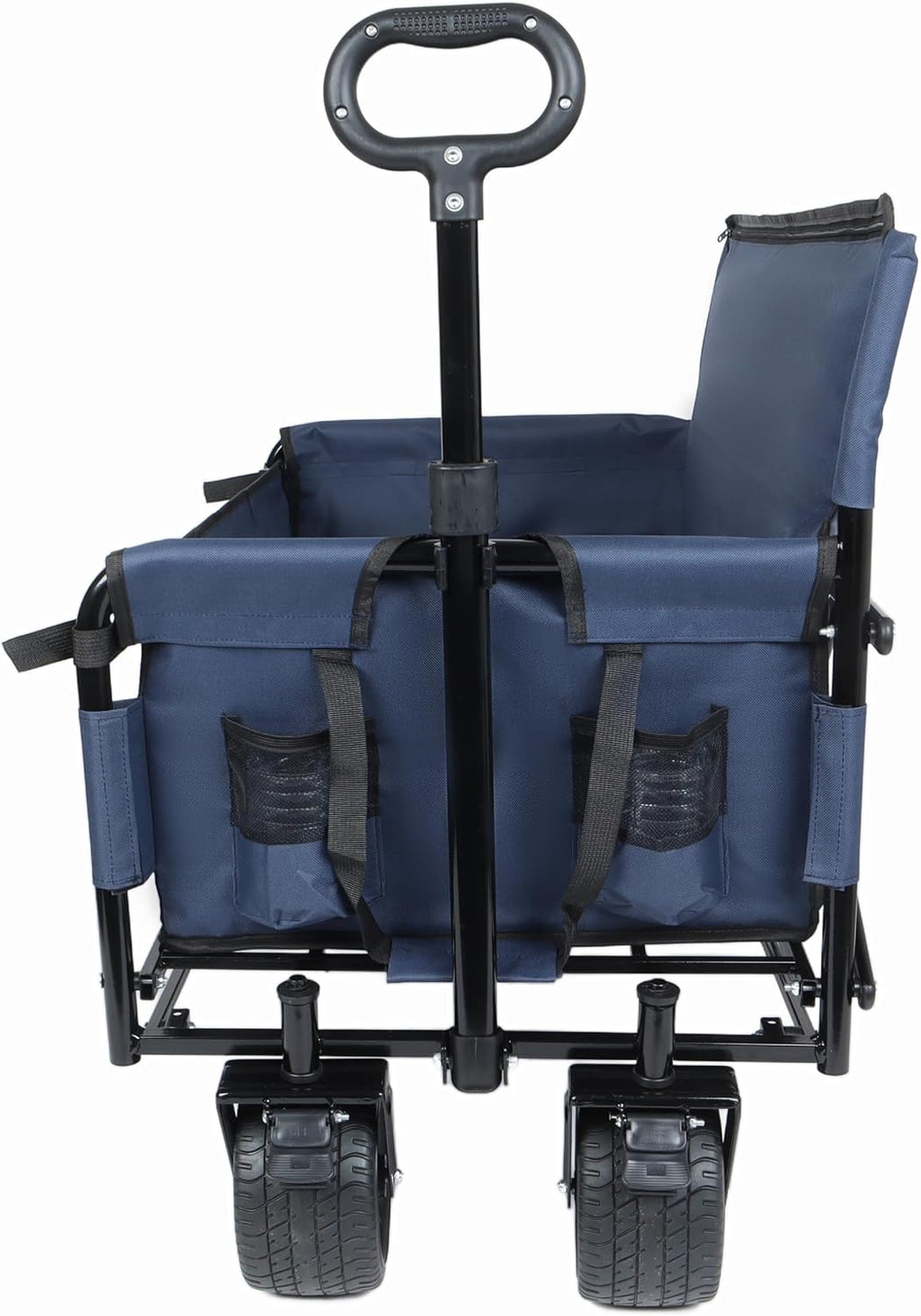 3-in-1 Folding Wagon with Bench Seat - 500LB Capacity, 180L Storage, All-Terrain Wheels, Compact Fold, Includes Ice Pack, for Camping, Beach, Sports, Garden (Dark Blue)