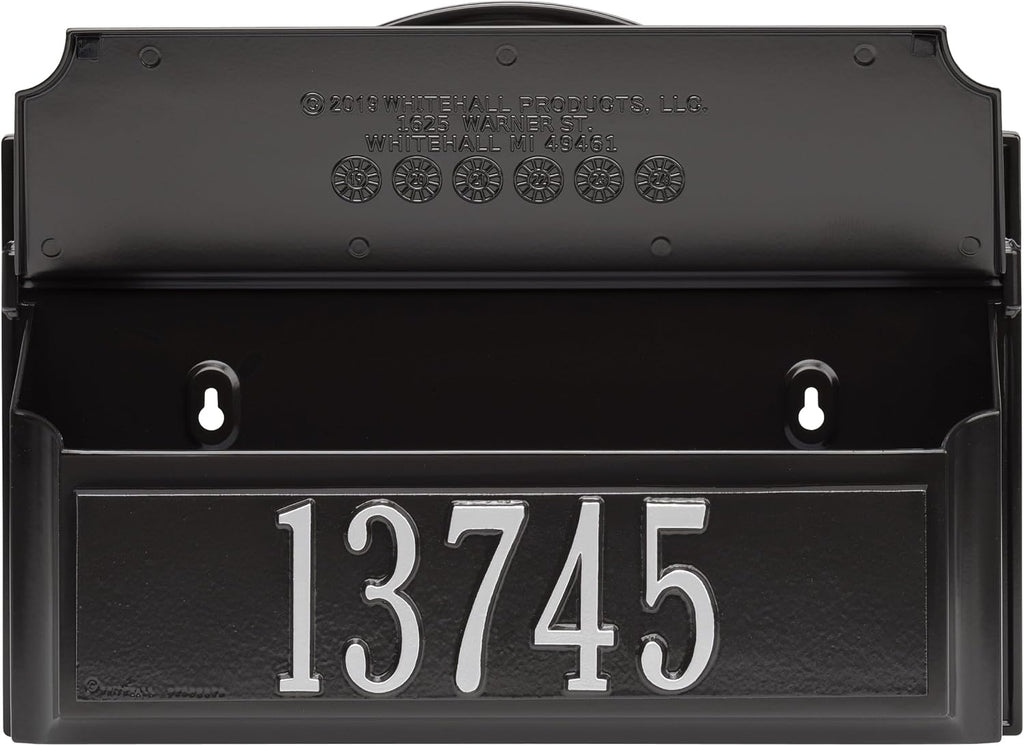 Whitehall Colonial Mailbox with House Numbers, Personalized Address Plaque and Monogram, Wall Mount Mailbox for Outside