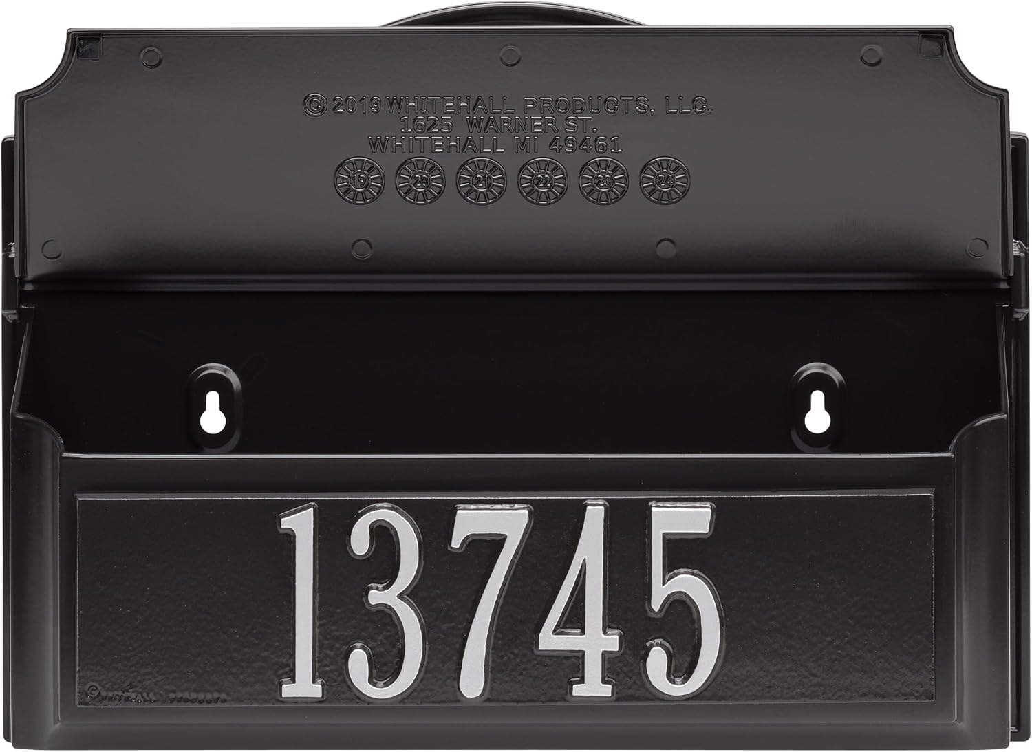 Whitehall Colonial Mailbox with House Numbers, Personalized Address Plaque and Monogram, Wall Mount Mailbox for Outside